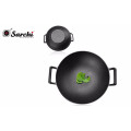 Wok de ferro fundido preto de tamanho grande